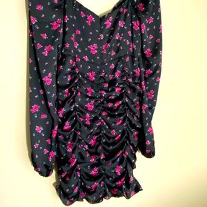 New with tags. Forever 21 black with pink flowers long sleeve dress